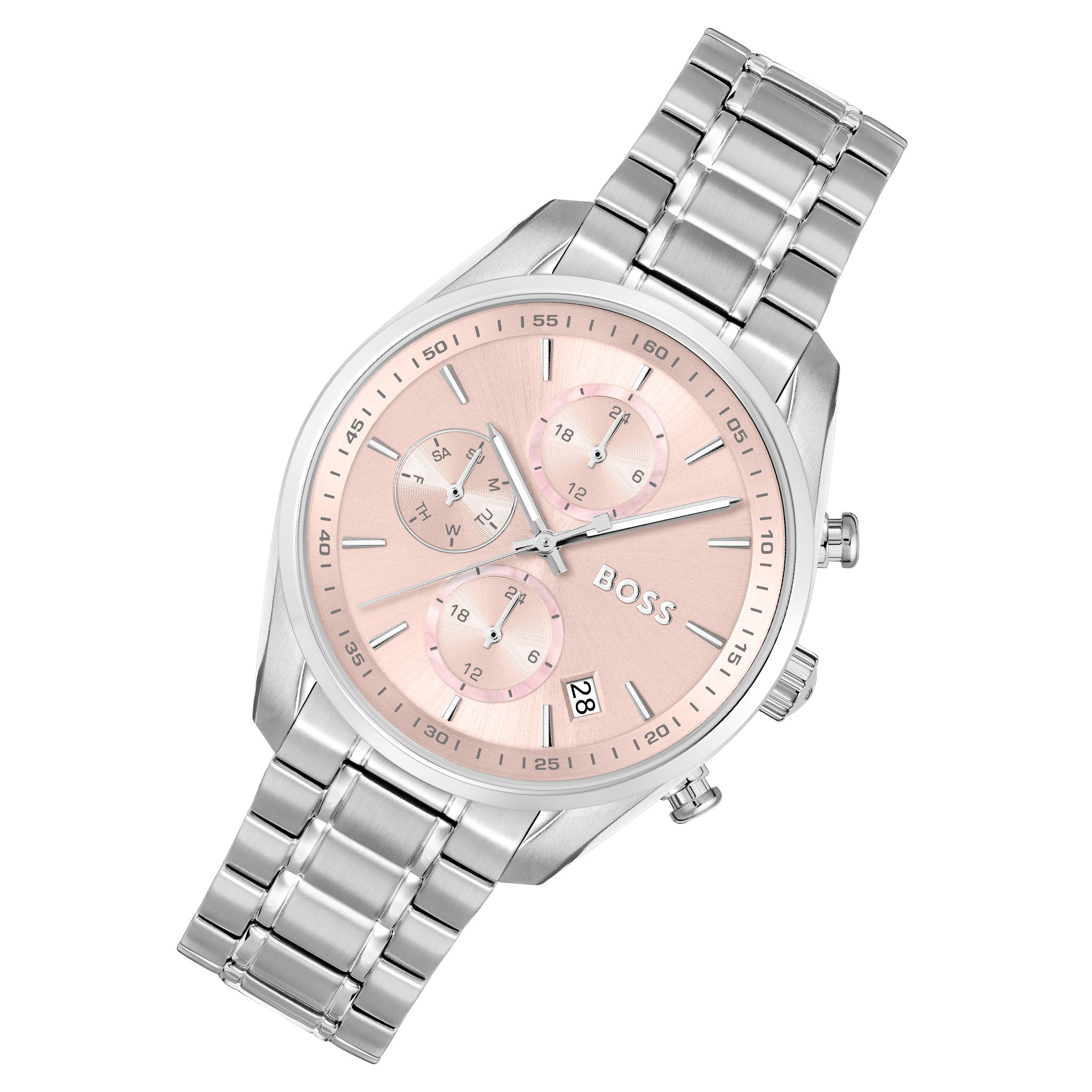 BOSS by Hugo Boss Stainless Steel Pink MOP Dial Multi-function Women's Watch - 1502765