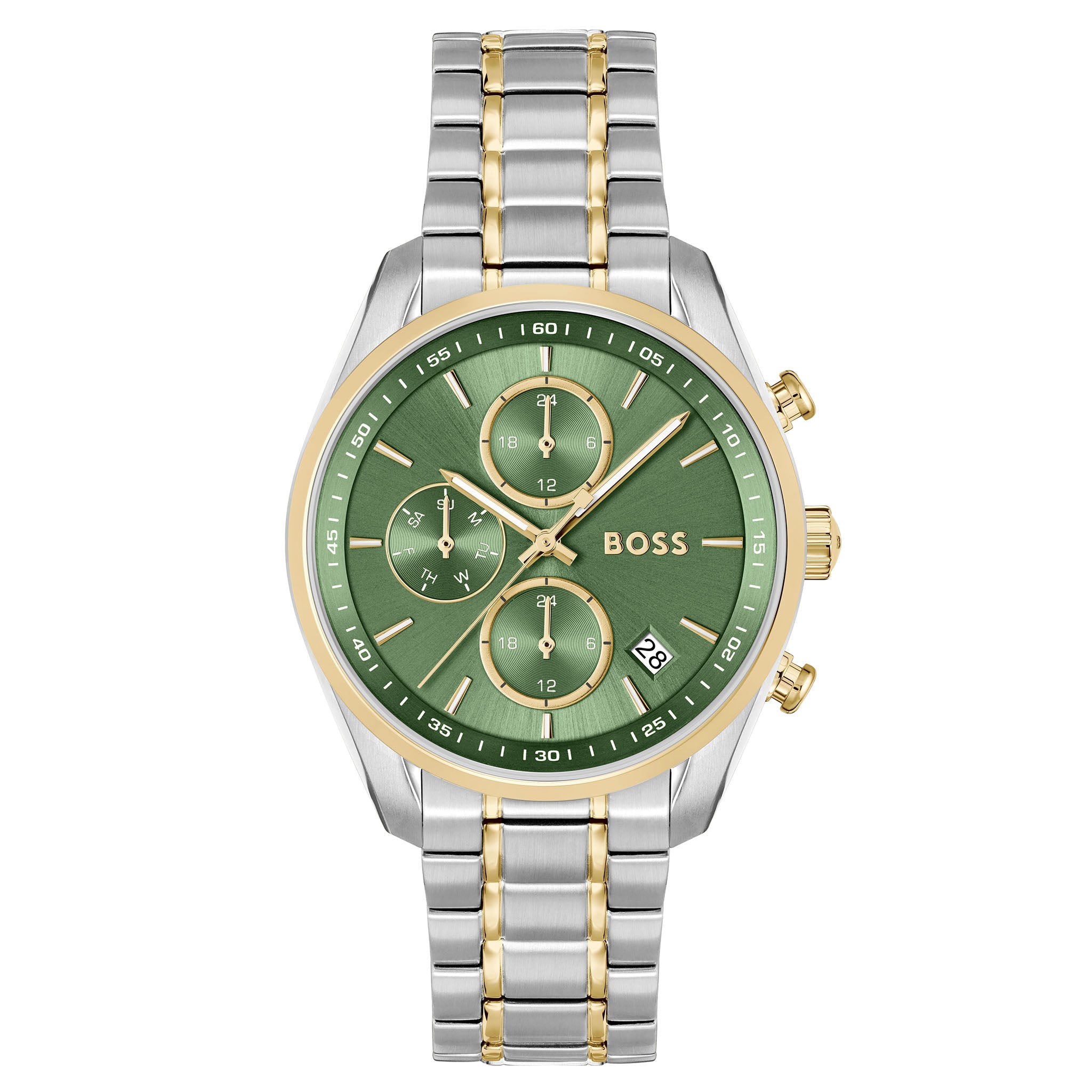 Hugo Boss Two-Tone Steel Green Dial Multi-function Women's Watch - 1502766