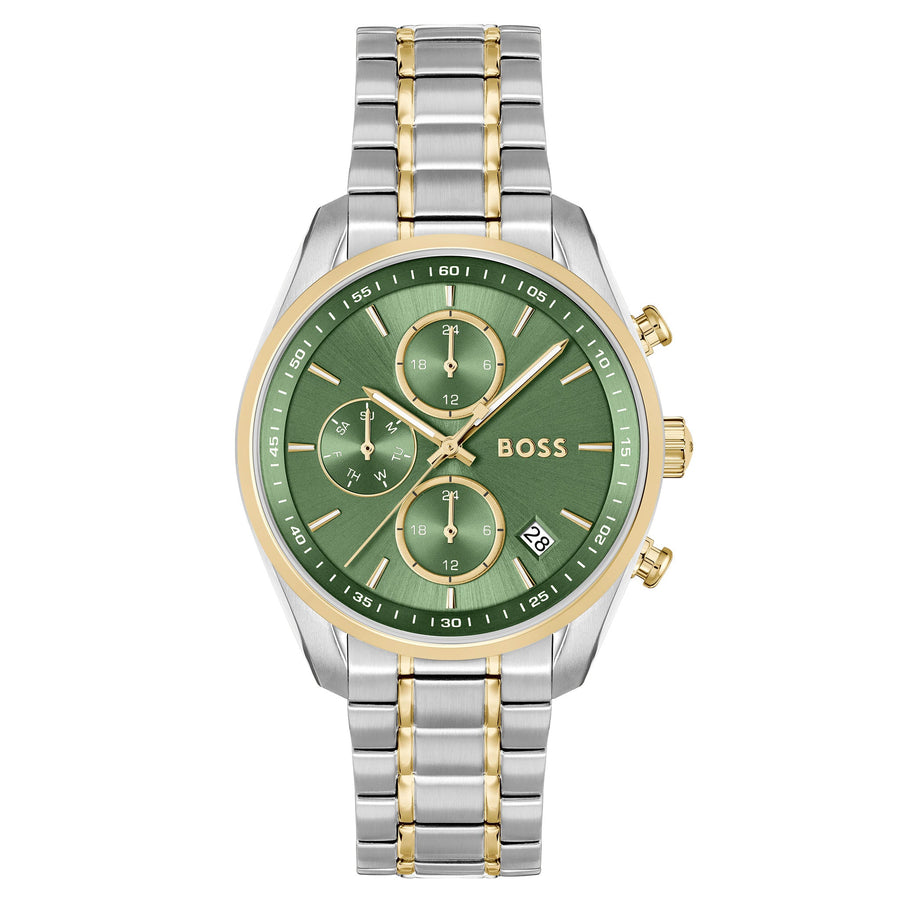 Hugo Boss Two-Tone Steel Green Dial Multi-function Women's Watch - 1502766