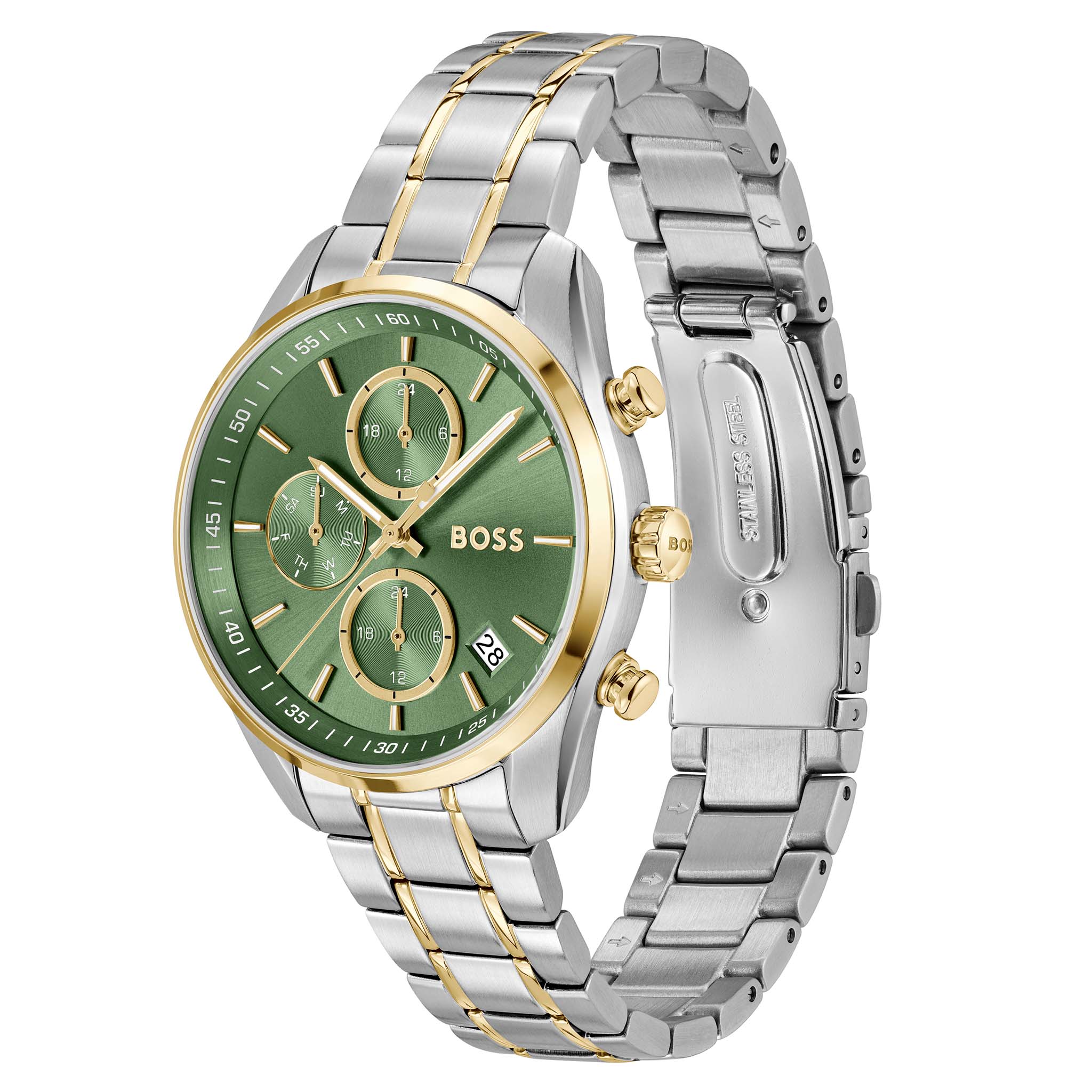 BOSS by Hugo Boss Two-Tone Steel Green Dial Multi-function Women's Watch - 1502766