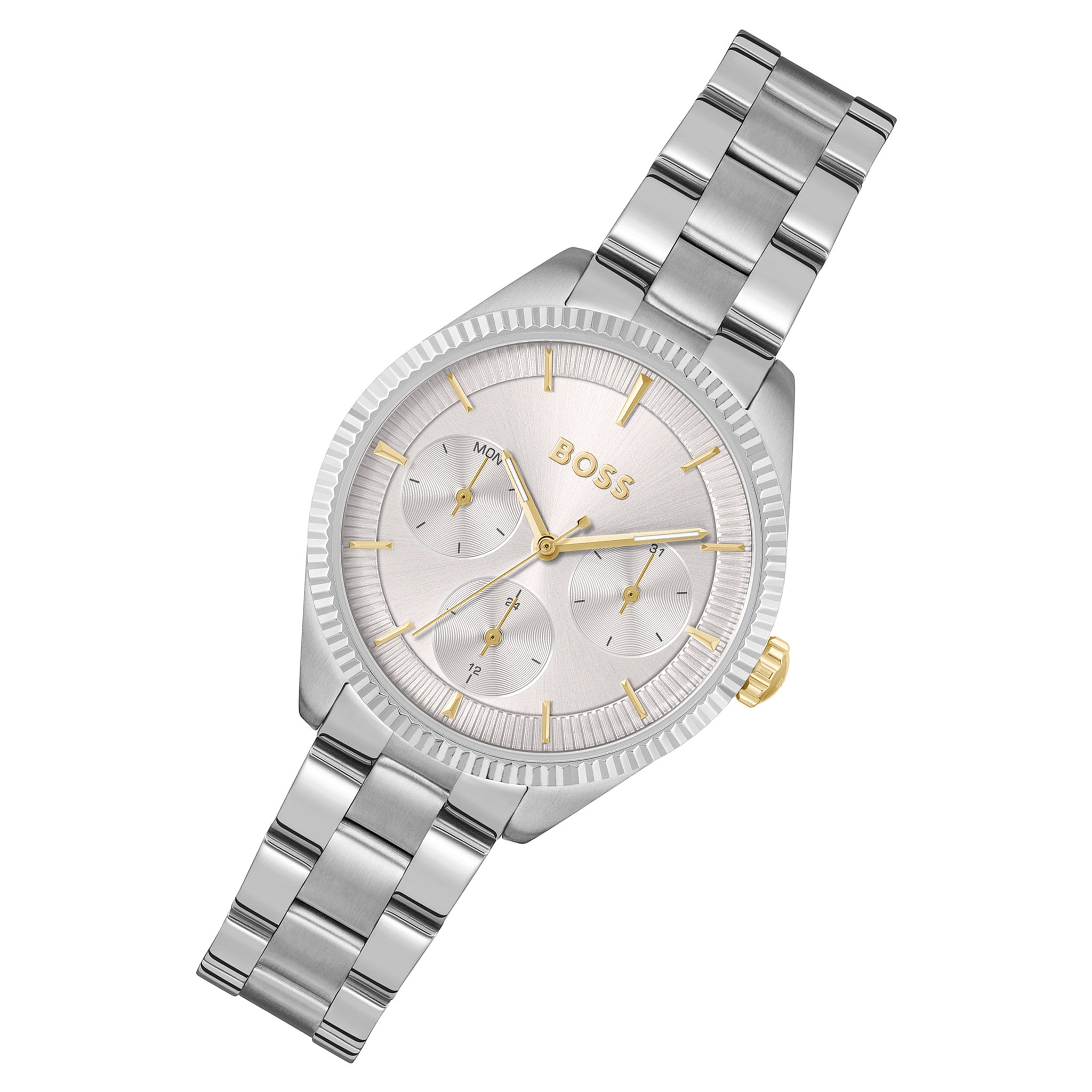 BOSS by Hugo Boss Stainless Steel Silver White Dial Multi-function Women's Watch - 1502800