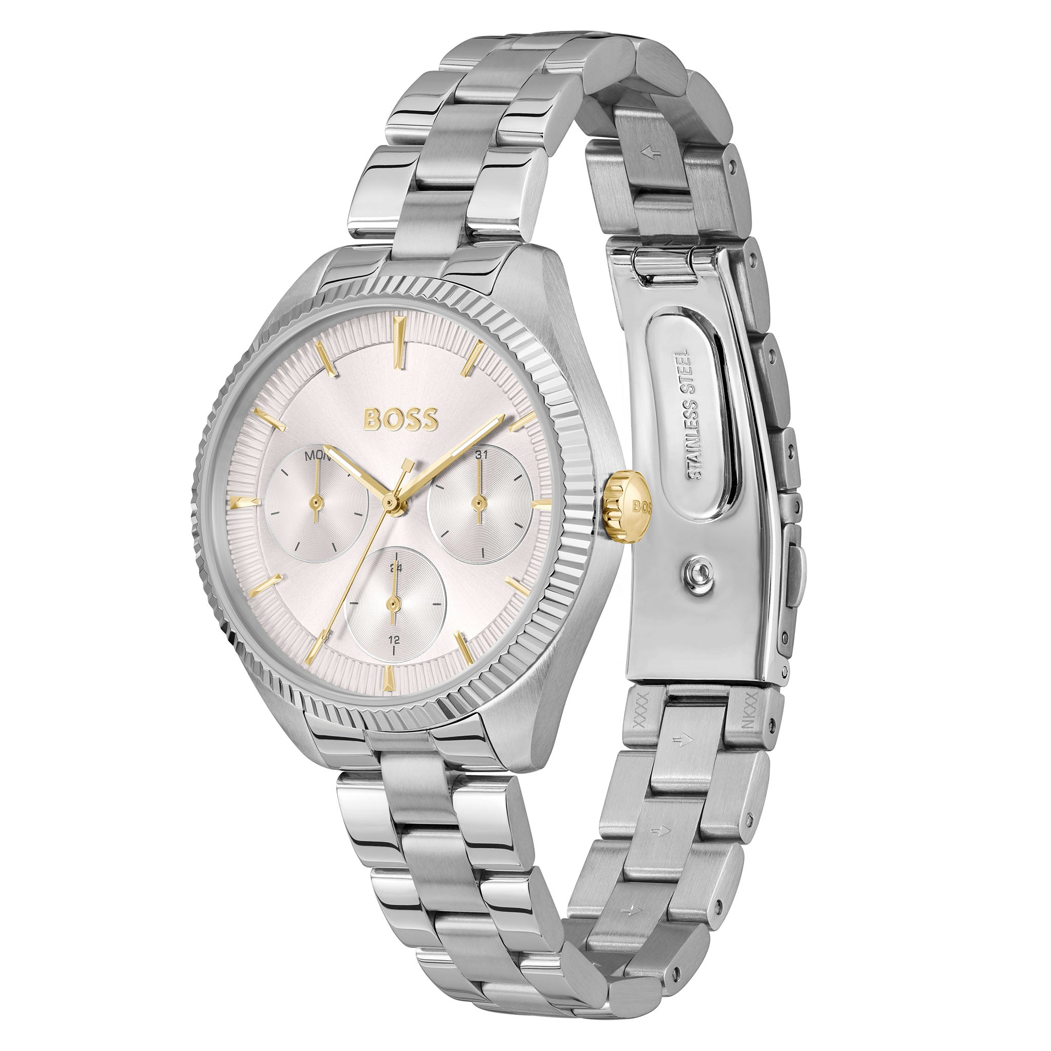 BOSS by Hugo Boss Stainless Steel Silver White Dial Multi-function Women's Watch - 1502800