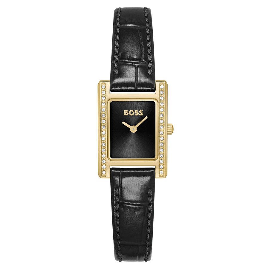 Hugo Boss Leather Black Dial Women's Watch - 1502813
