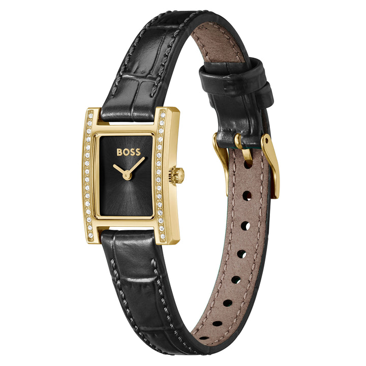 Hugo Boss Leather Black Dial Women's Watch - 1502813