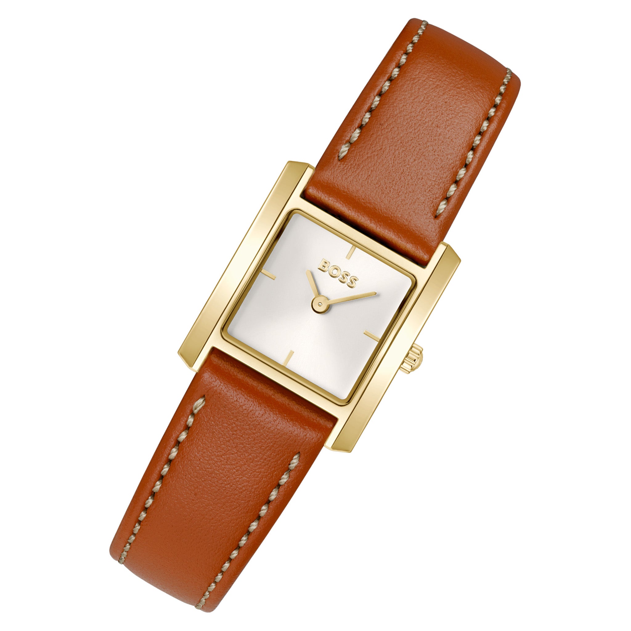 BOSS by Hugo Boss Camel Leather White Dial Women's Watch - 1502846