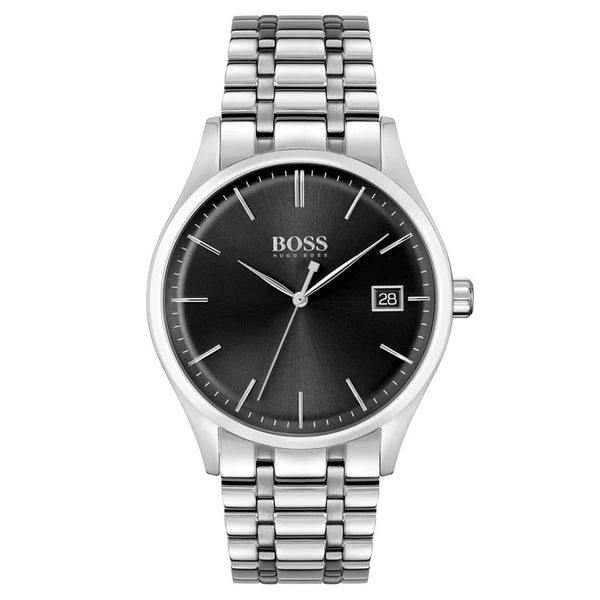 稼働／HugoBoss 腕時計 ブラック/ホワイト Hugo Boss Men's Peak 2.0 Quartz Chronograph Black Leather Strap