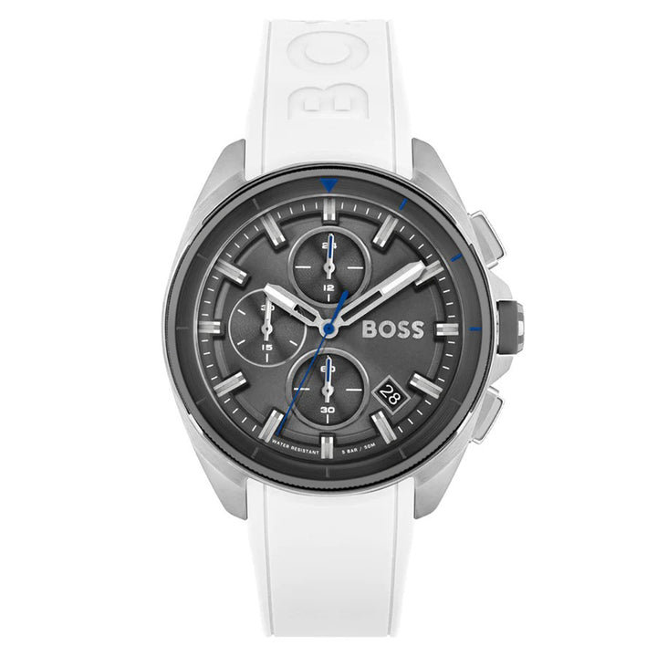Hugo Boss White Silicone Grey Dial Men's Chrono Watch - 1513948