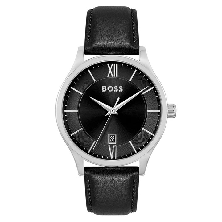 Hugo Boss Leather Black Dial Men's Watch - 1513954