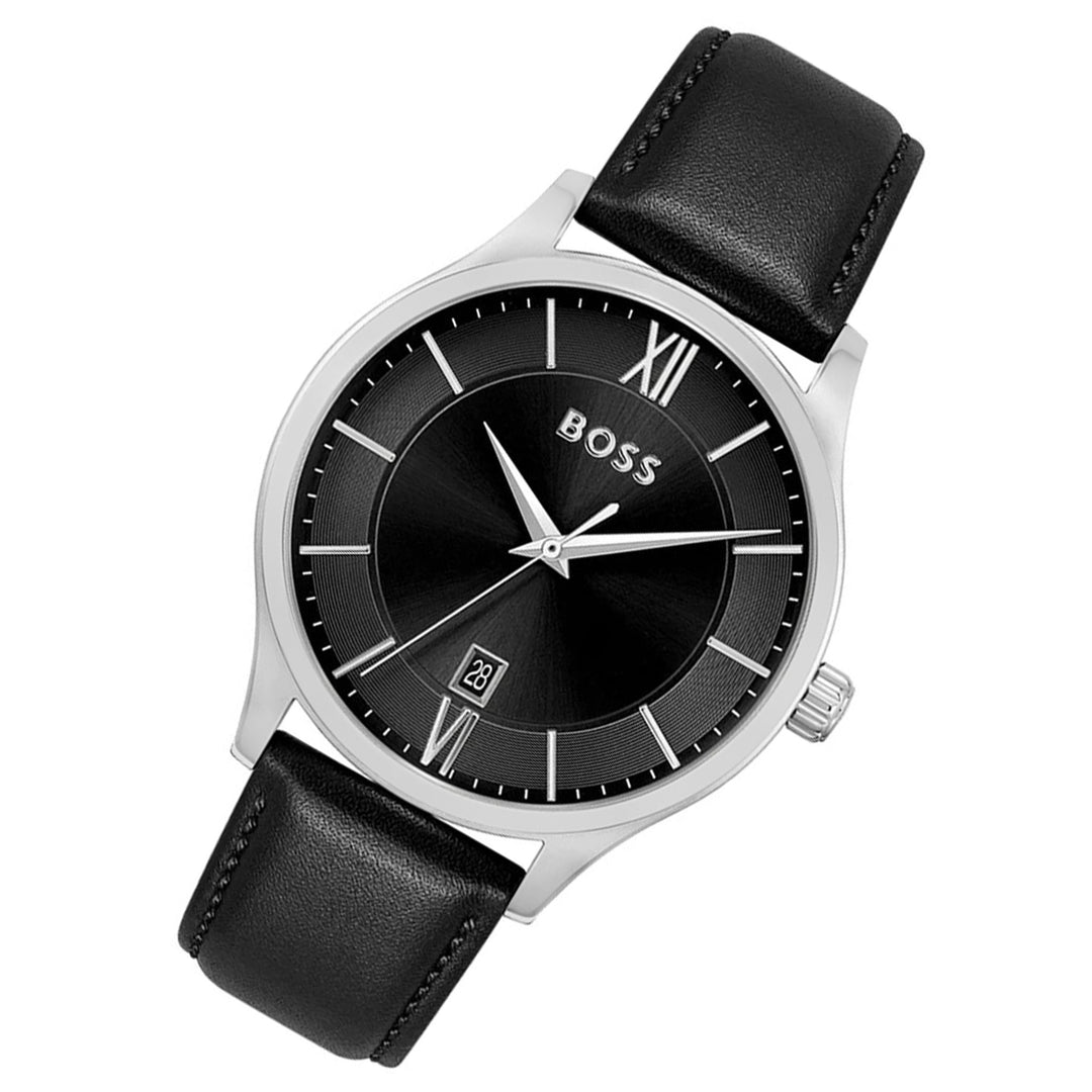 Hugo Boss Leather Black Dial Men's Watch - 1513954