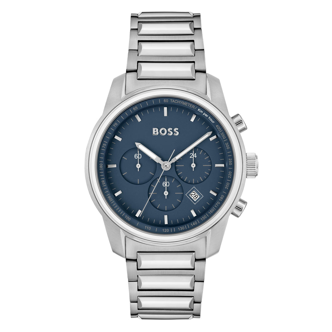 Hugo Boss Stainless Steel Blue Dial Chronograph Men's Watch - 1514007