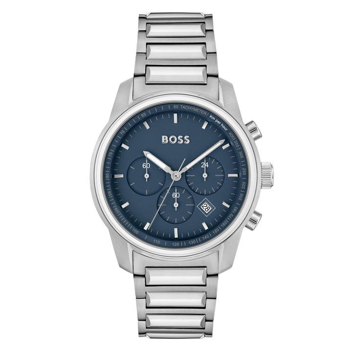 Hugo Boss Stainless Steel Blue Dial Chronograph Men's Watch - 1514007