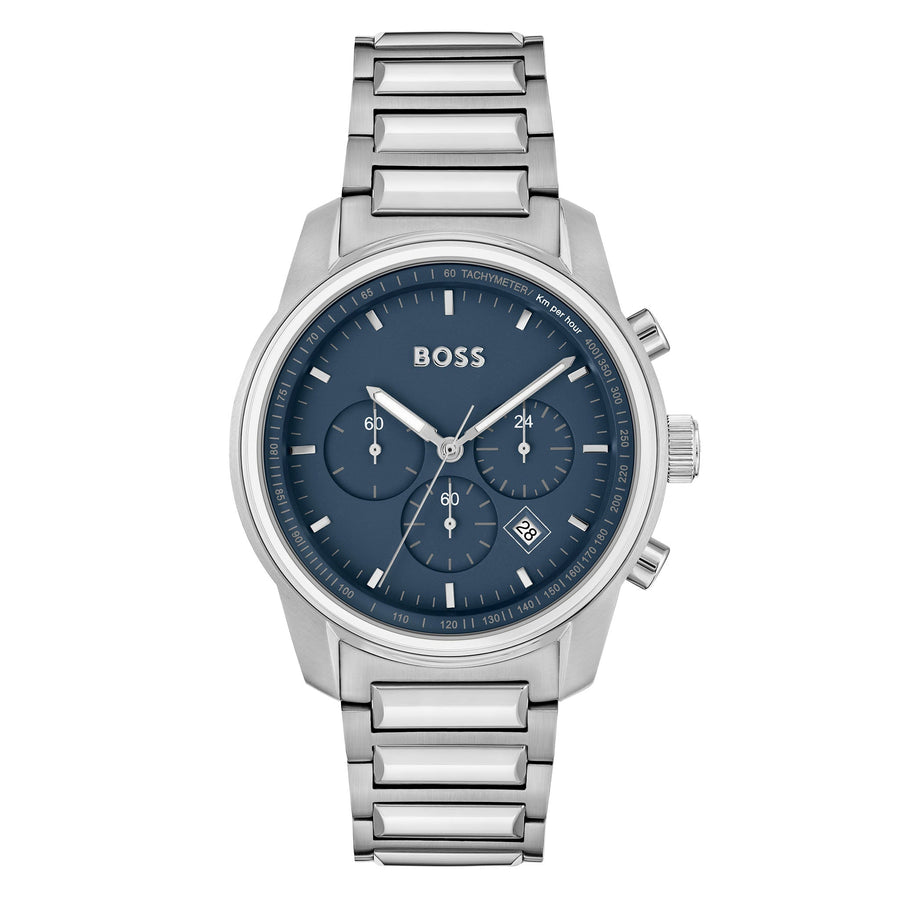 Hugo Boss Stainless Steel Blue Dial Chronograph Men's Watch - 1514007