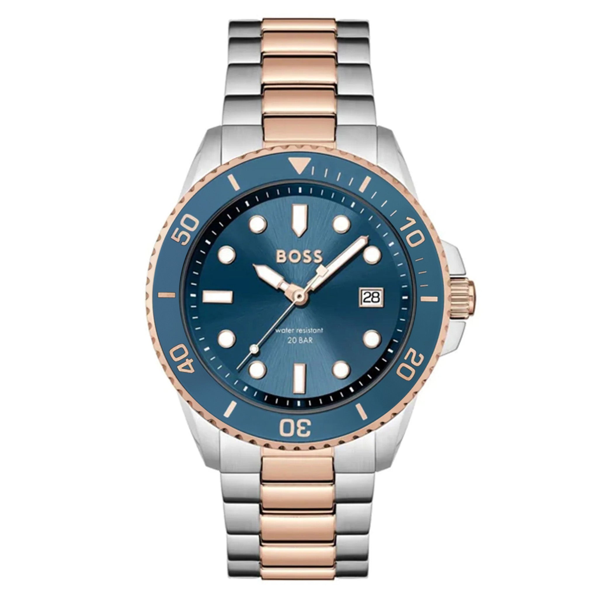 Hugo Boss Carnation Gold Steel Blue Dial Men's Watch - 1514012