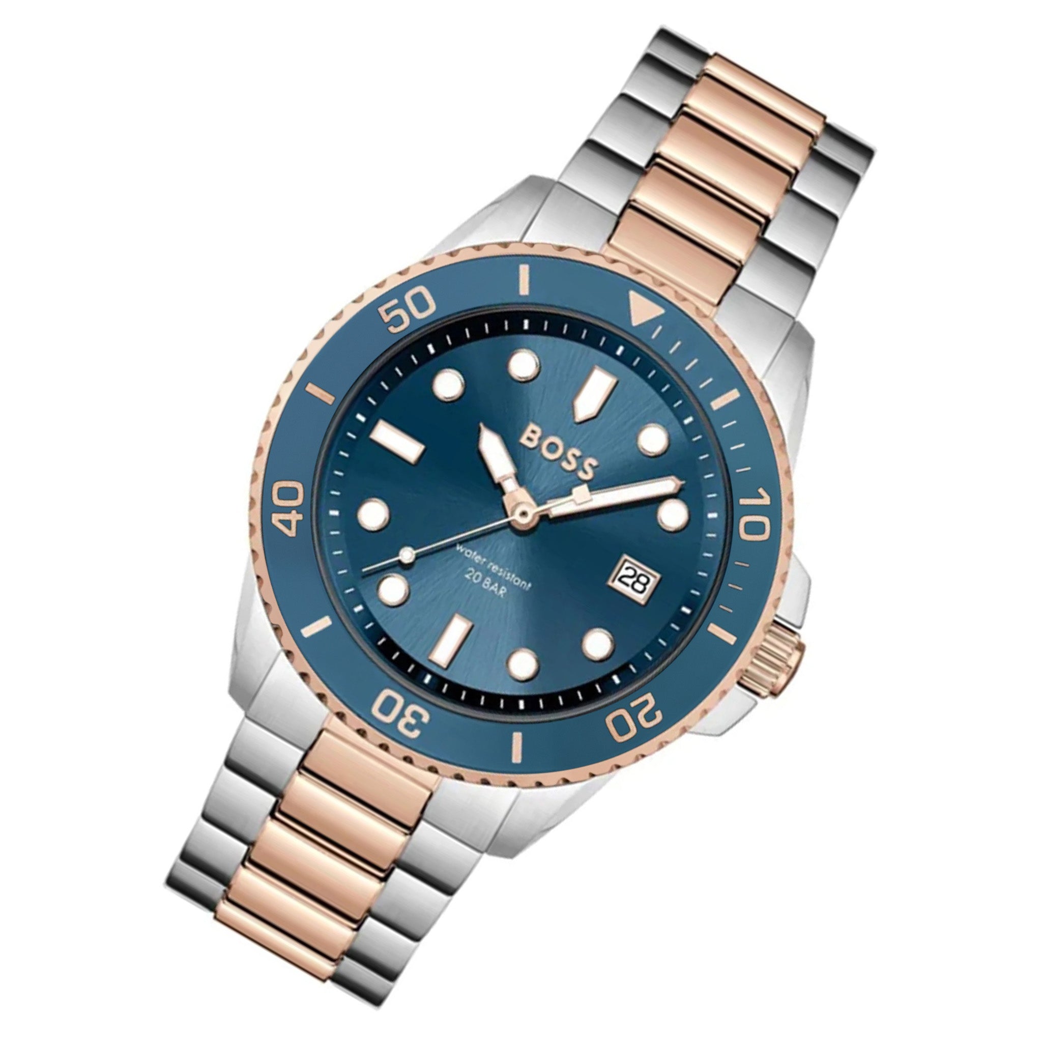 Hugo Boss Carnation Gold Steel Blue Dial Men's Watch - 1514012