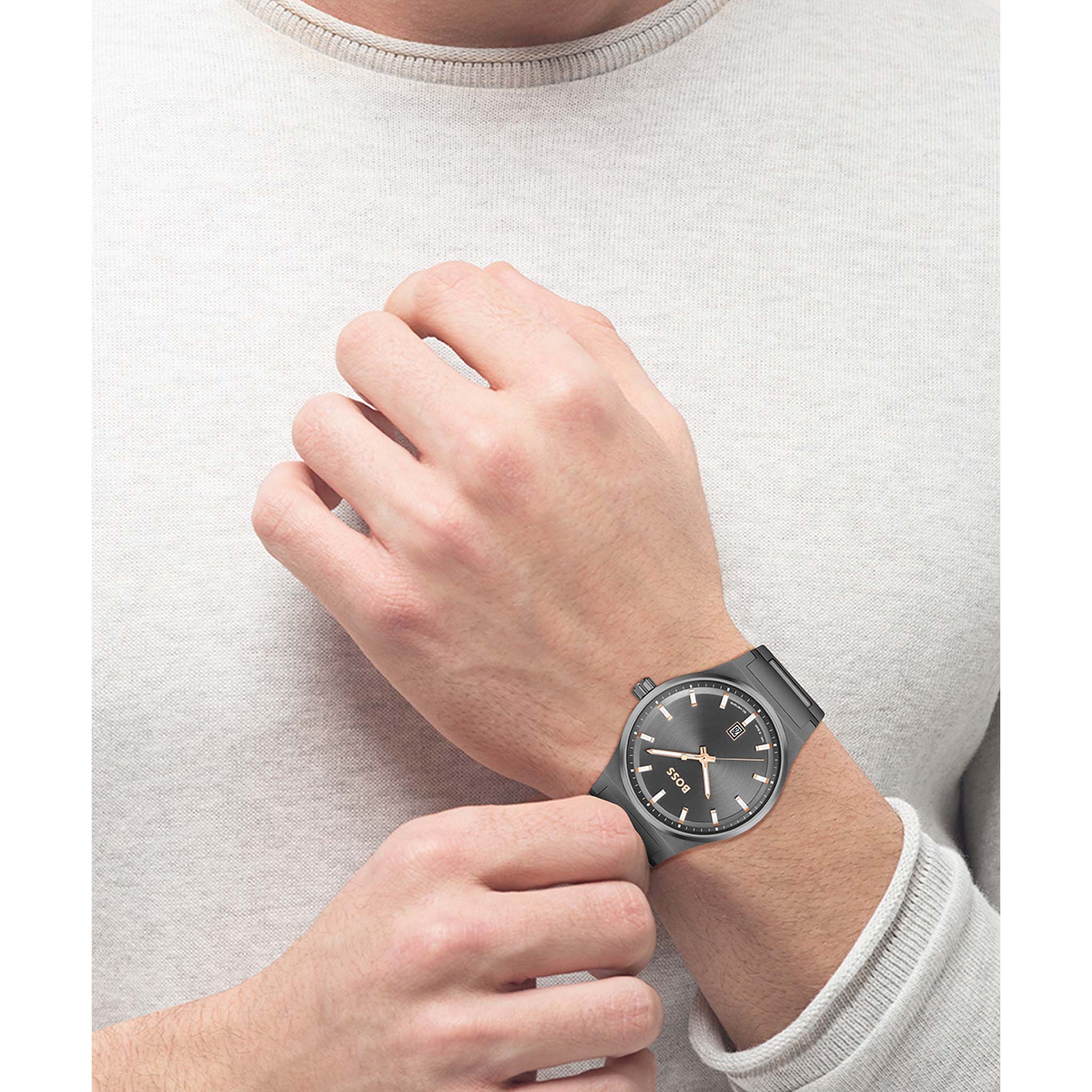 BOSS by Hugo Boss Stainless Steel Grey Dial Men's Watch - 1514078