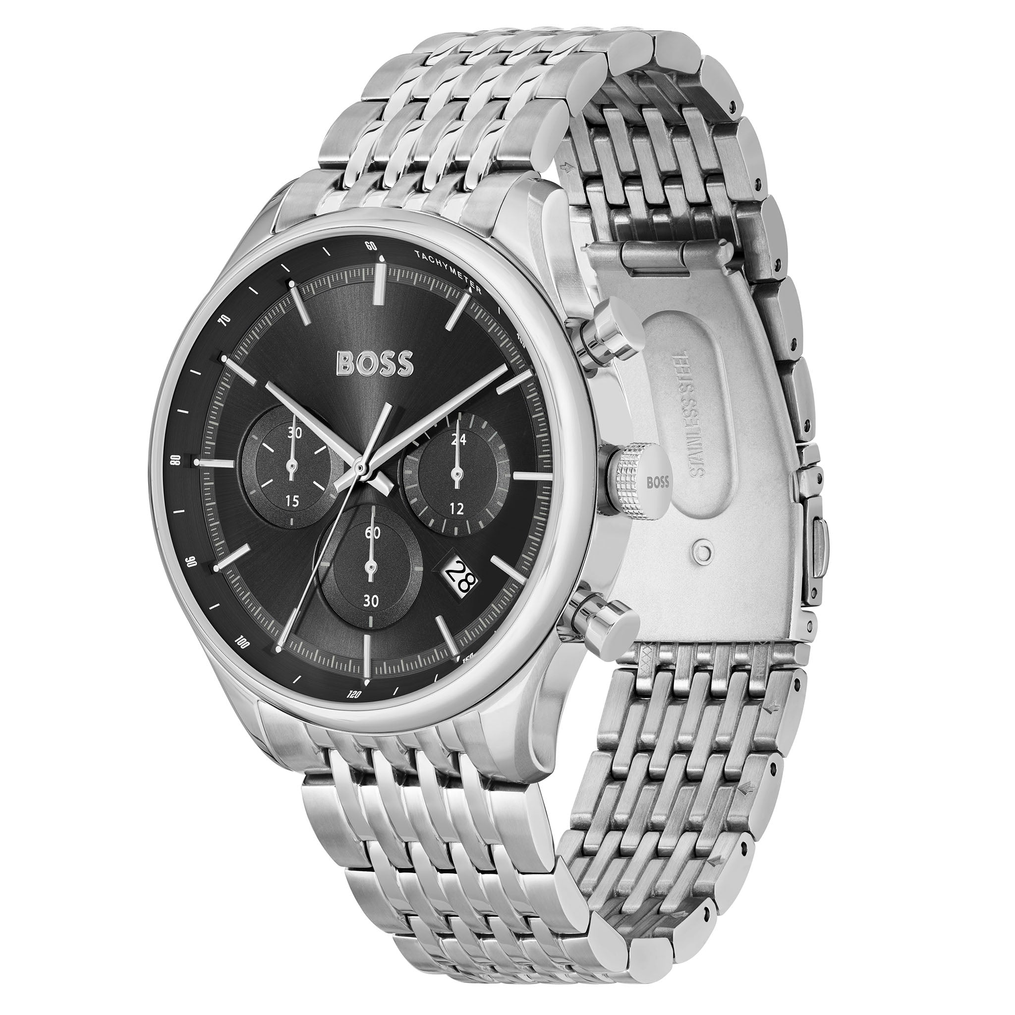 Hugo Boss Stainless Steel Black Dial Chronograph Men's Watch - 1514082