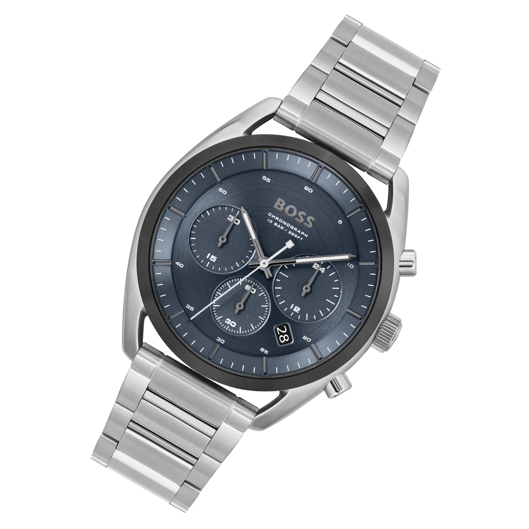 Hugo Boss Silver Steel Blue Dial Chronograph Men's Watch - 1514093