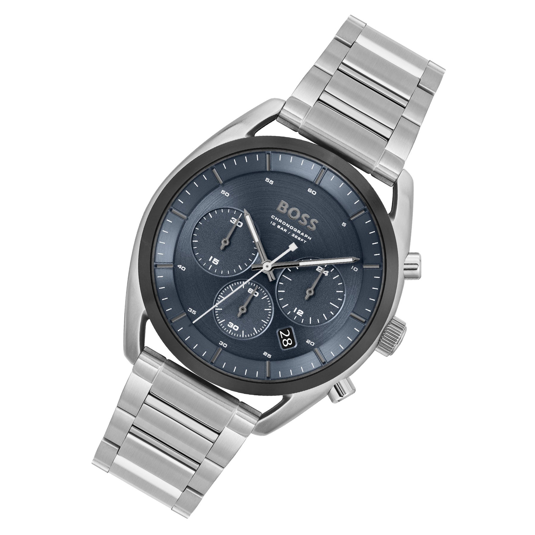 Steel Boss Hugo 1514093 Silver Australia – - Blue Watch Watch The Factory Dial Chronograph Men\'s