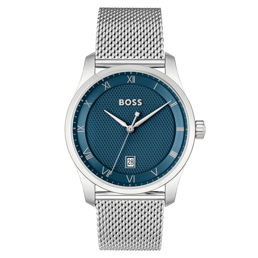 Hugo Boss Silver Steel Mesh Blue Dial Men's Watch - 1514115