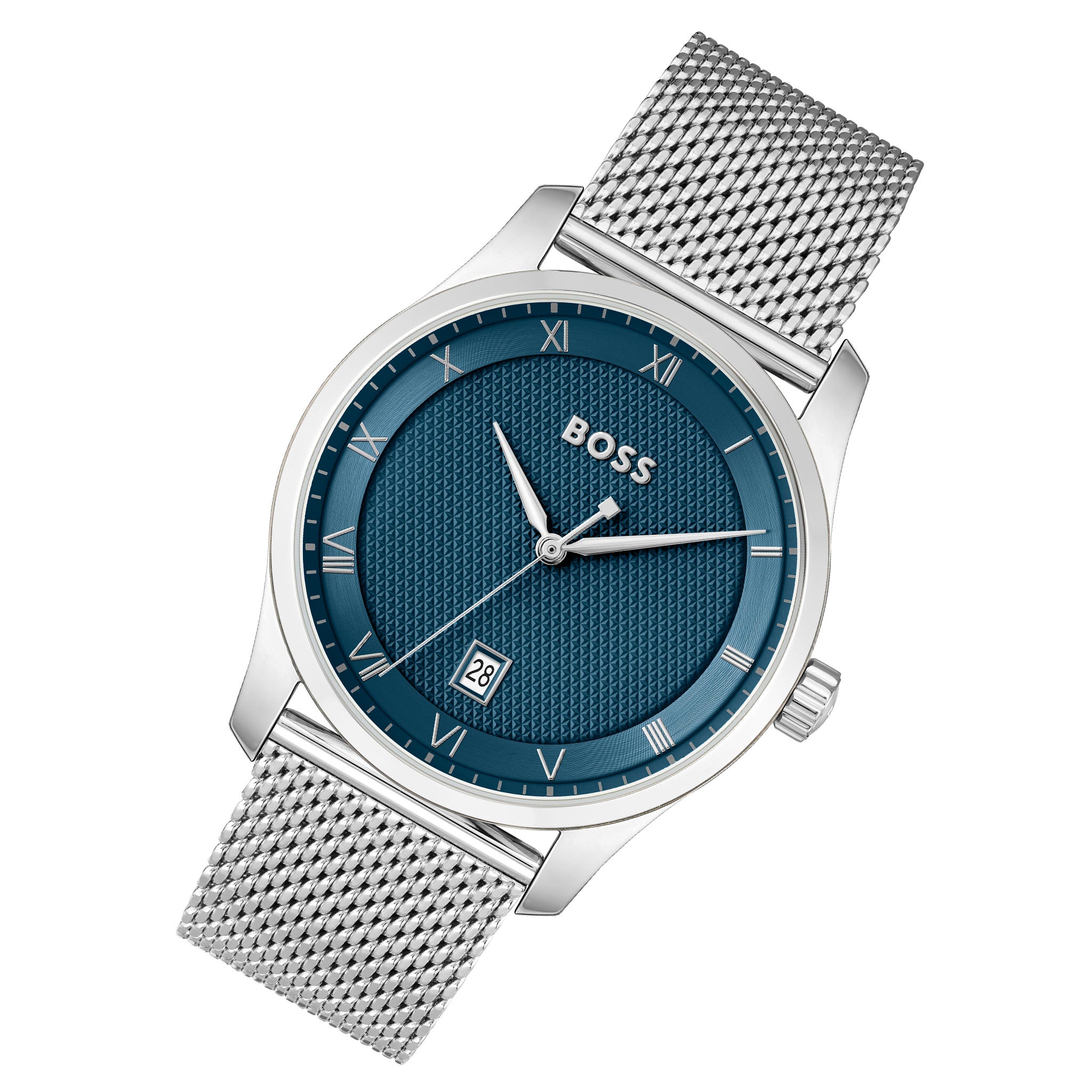 Hugo Boss Silver Steel Mesh Blue Dial Men's Watch - 1514115