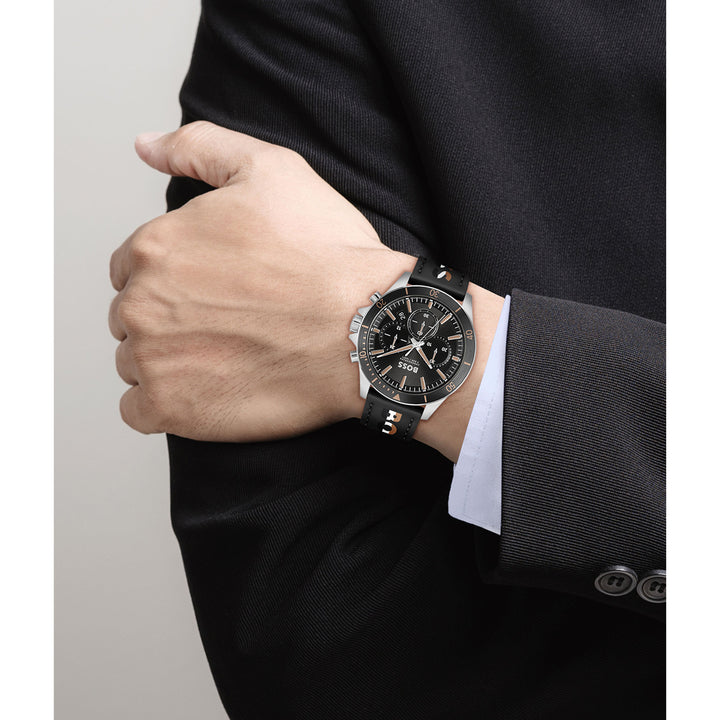 Hugo Boss Black Leather Chronograph Men's Watch - 1514121