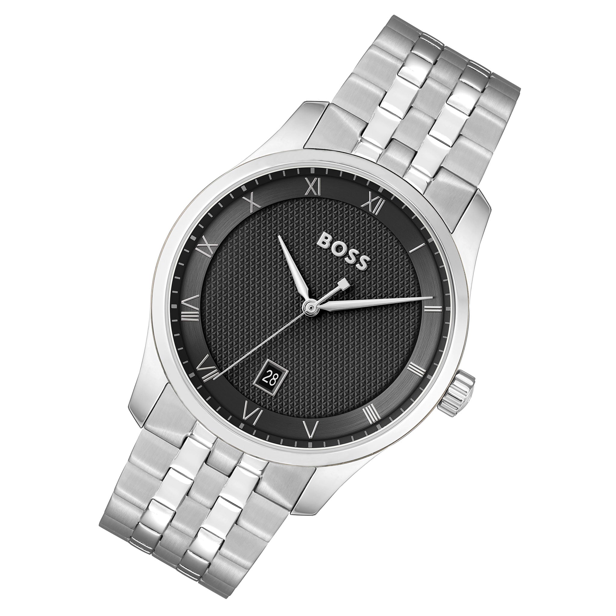 BOSS by Hugo Boss Silver Steel Black Dial Men's Watch - 1514123