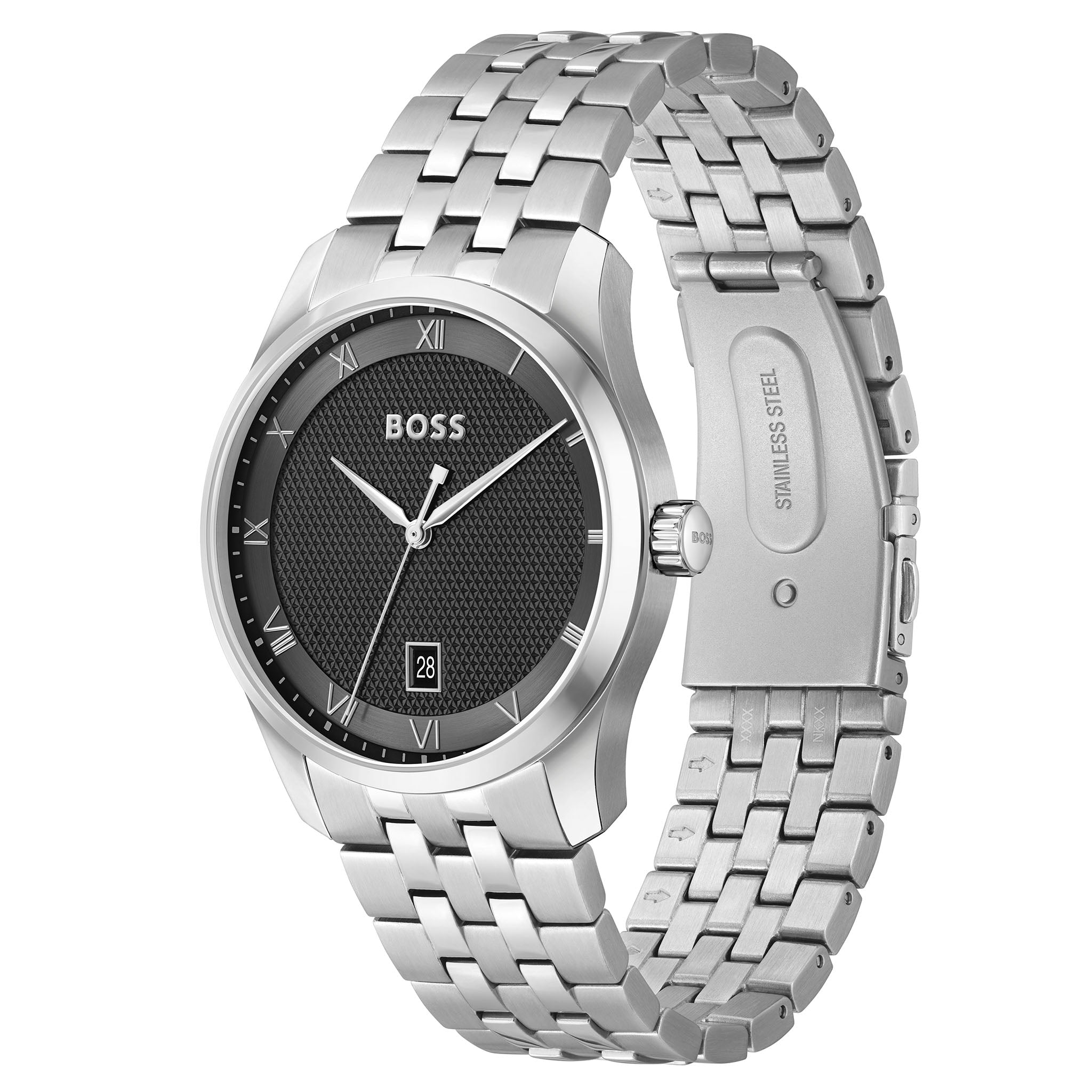 BOSS by Hugo Boss Silver Steel Black Dial Men's Watch - 1514123
