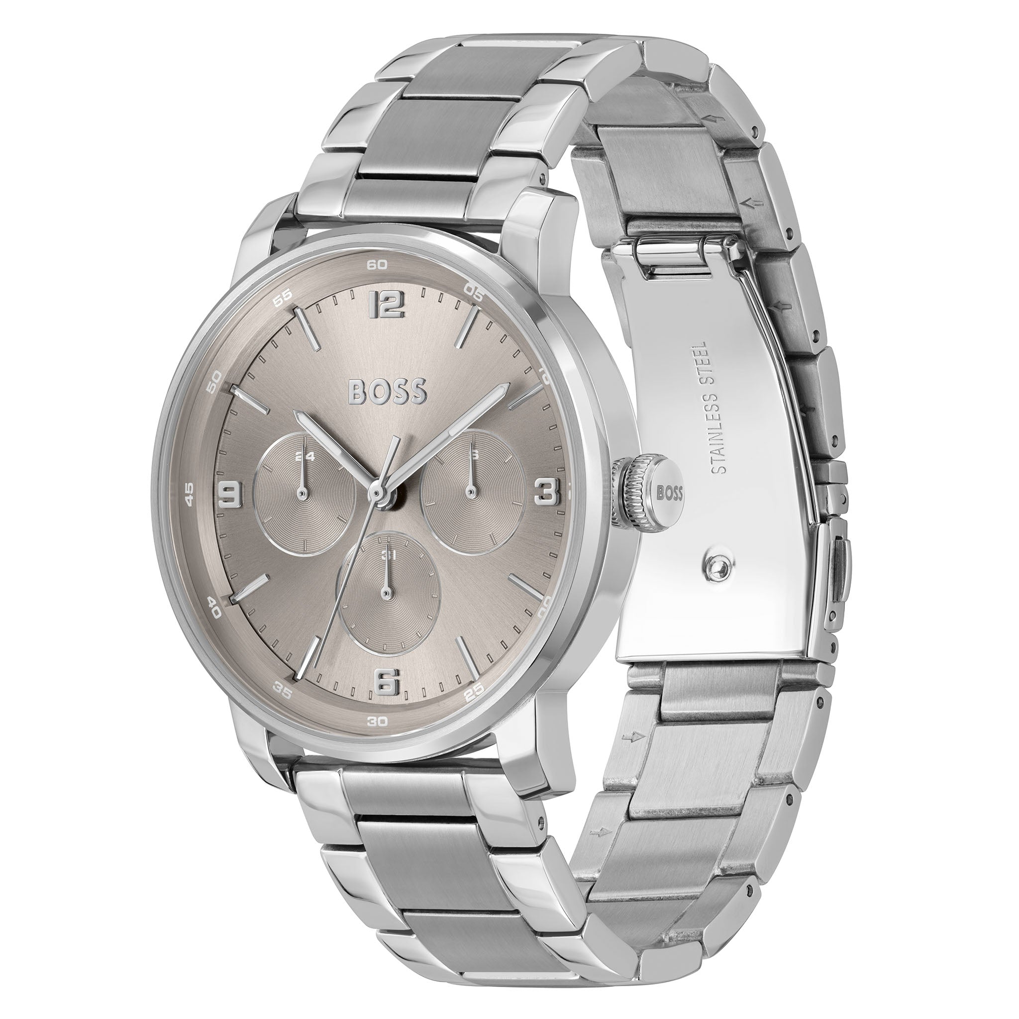 Hugo Stainless Steel Warm Grey Dial Multi-function Men's Watch - 1514127