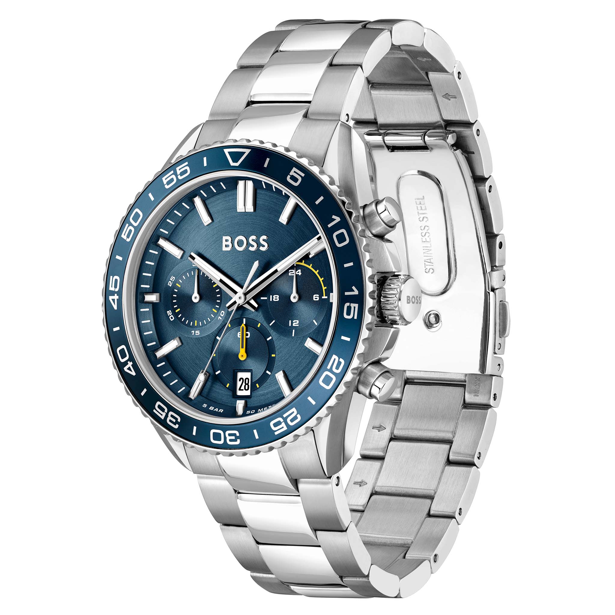 Hugo Boss Stainless Steel Blue Dial Chronograph Men's Watch - 1514143
