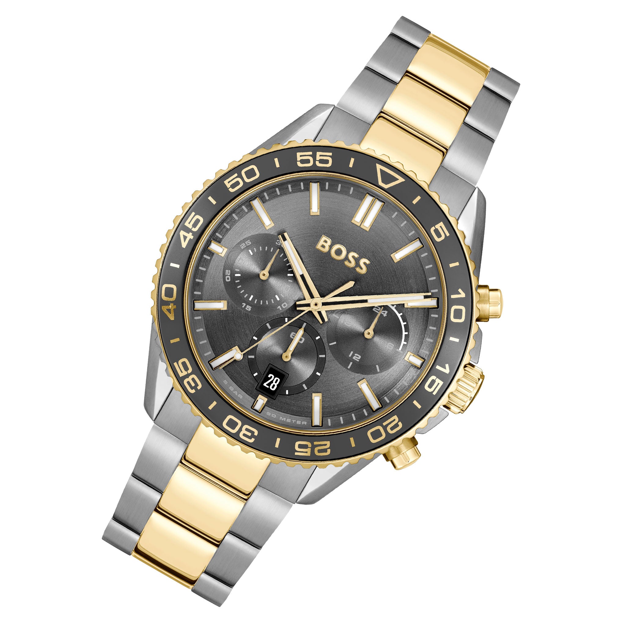 Hugo Boss Two-Tone Steel Grey Dial Chronograph Men's Watch - 1514144