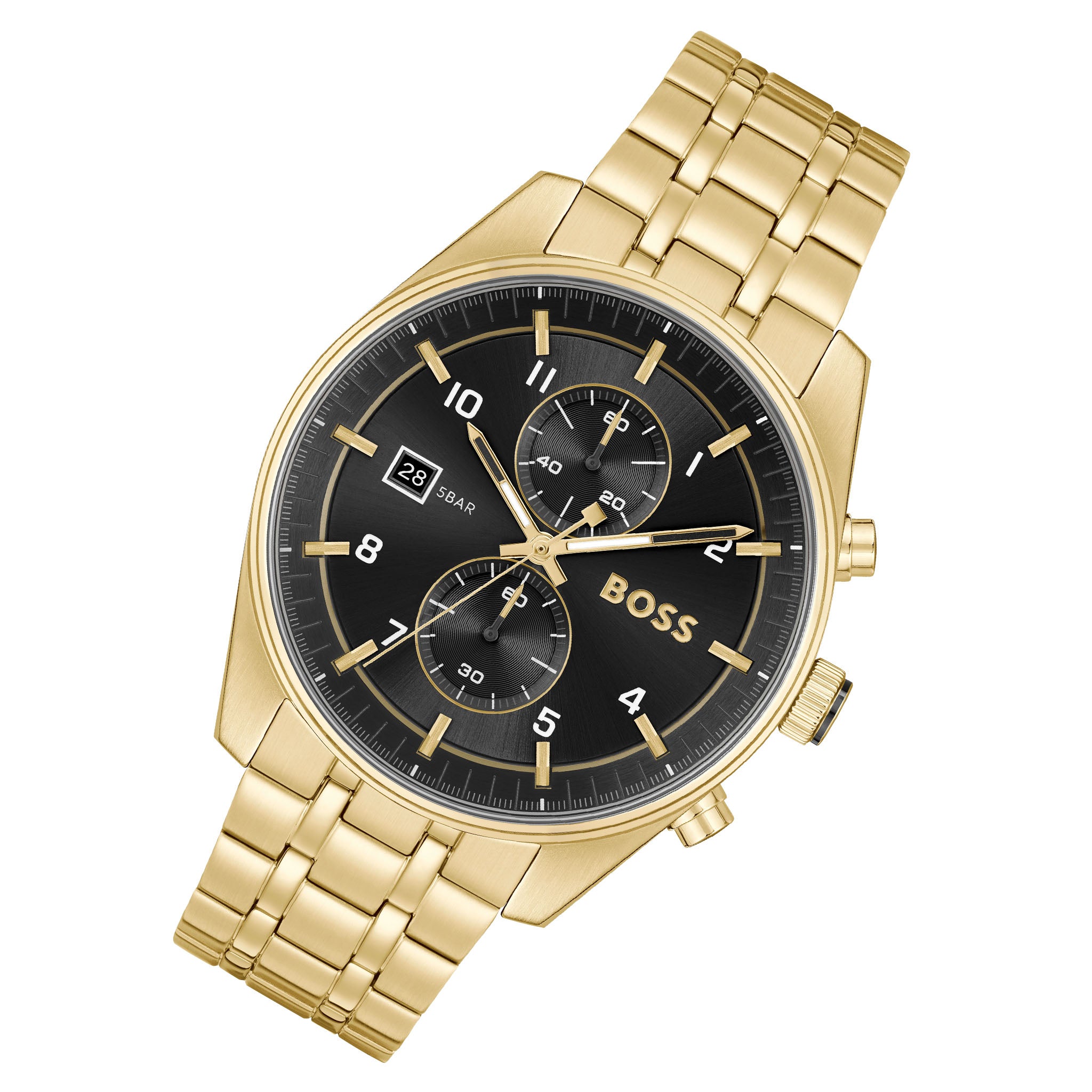 Hugo Boss Gold Steel Black Sunray Dial Chronograph Men's Watch - 1514152