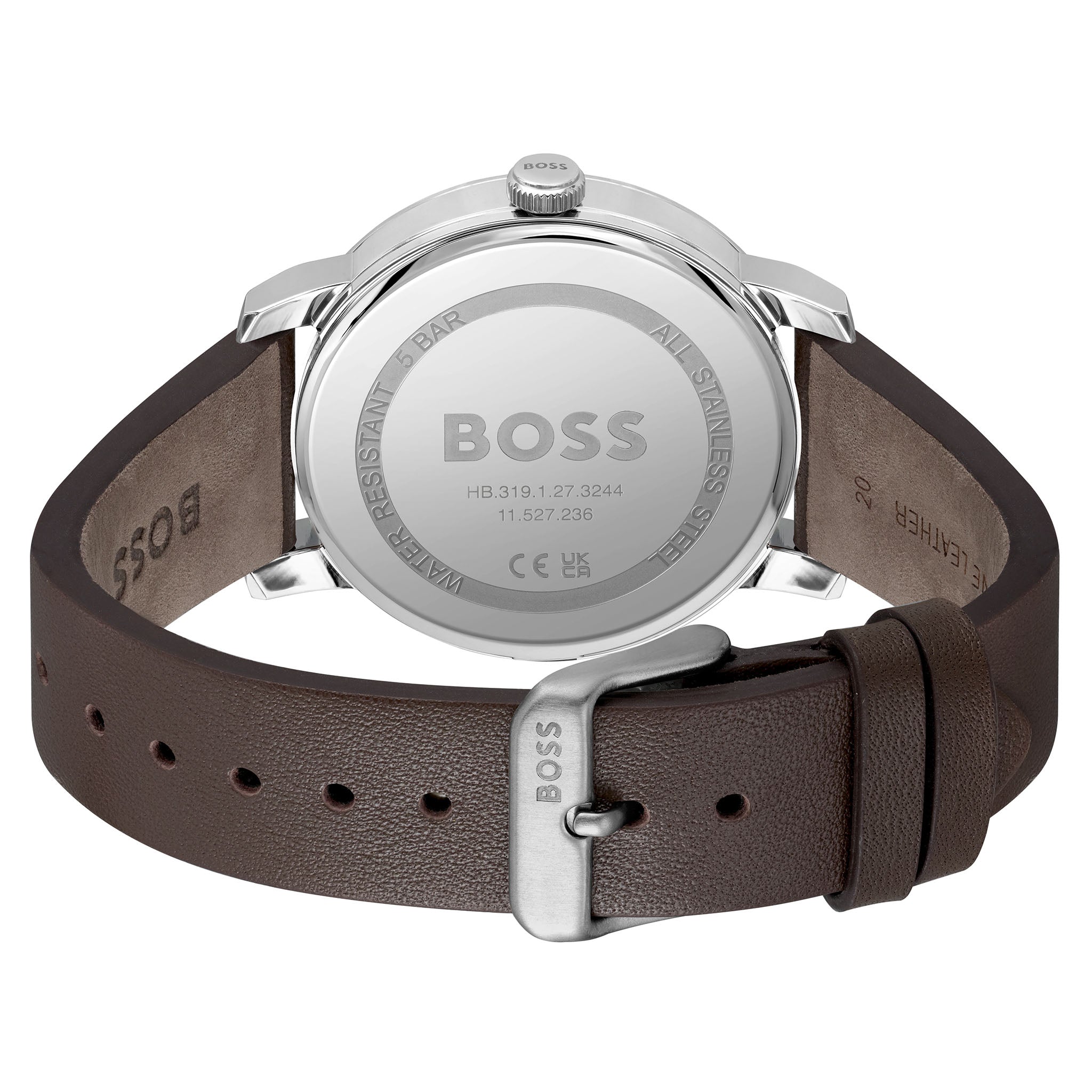 Hugo Boss Brown Leather Blue Dial Men's Watch - 1514160