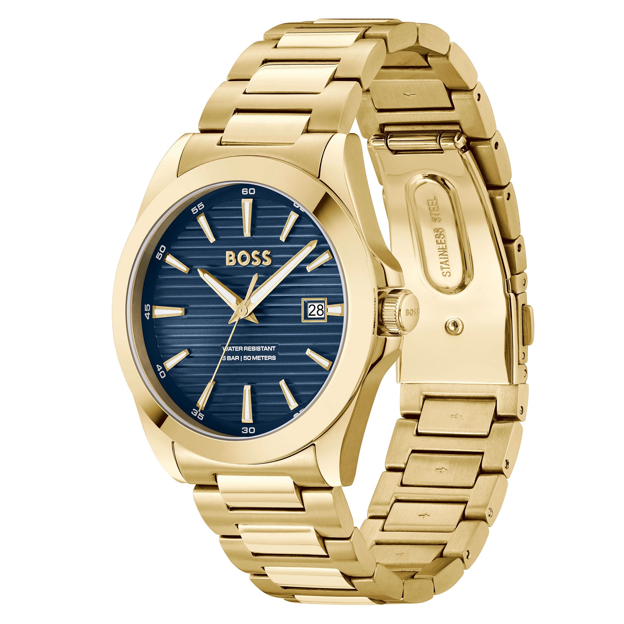 Gold and blue hugo boss watch best sale