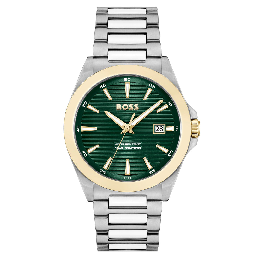 Hugo Boss Stainless Steel Olive Green Dial Men's Watch - 1514173