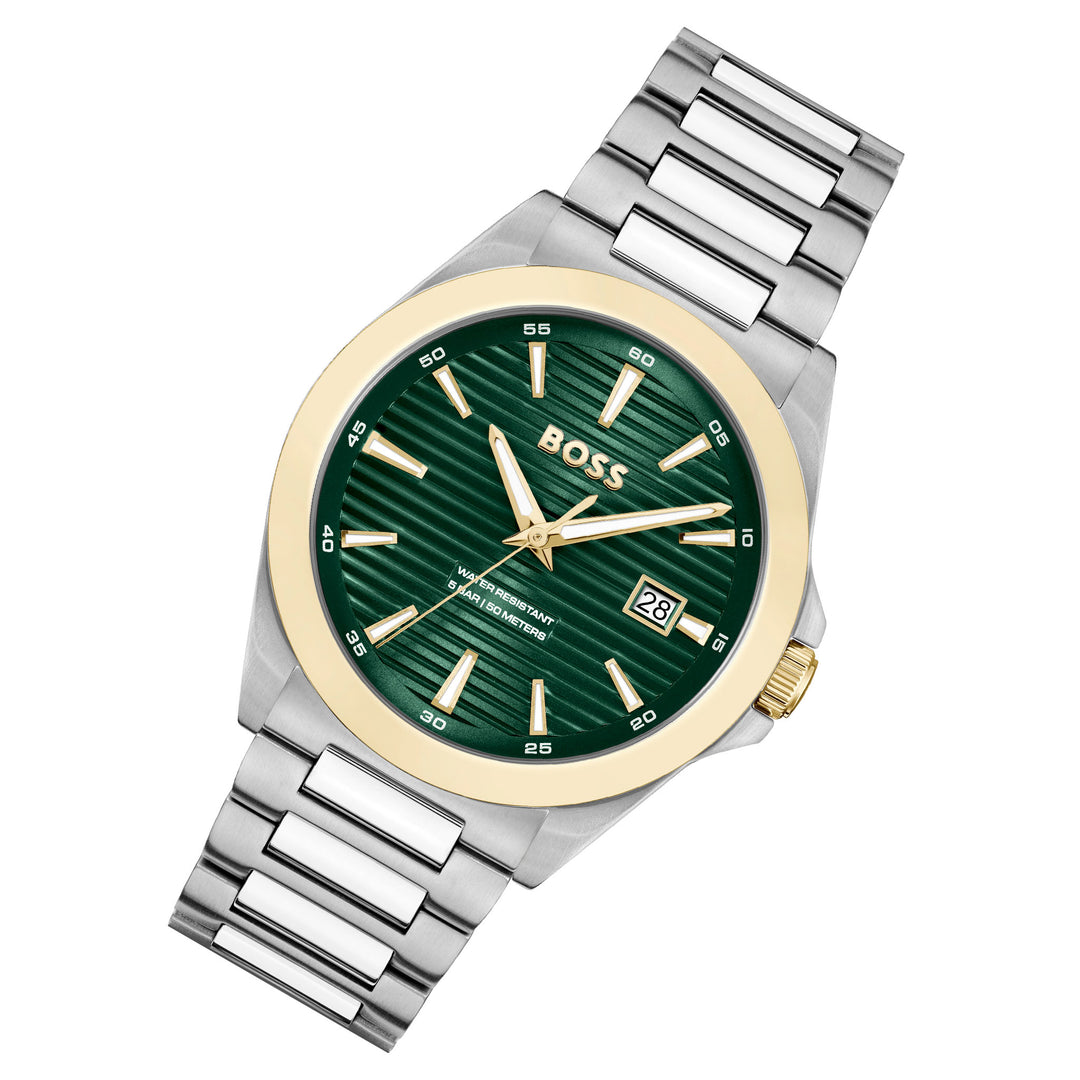 Hugo Boss Stainless Steel Olive Green Dial Men's Watch - 1514173