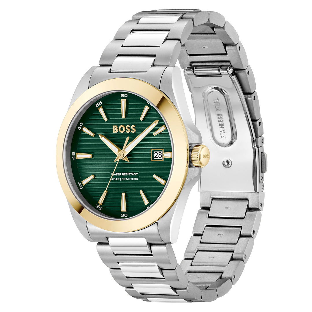 Hugo Boss Stainless Steel Olive Green Dial Men's Watch - 1514173