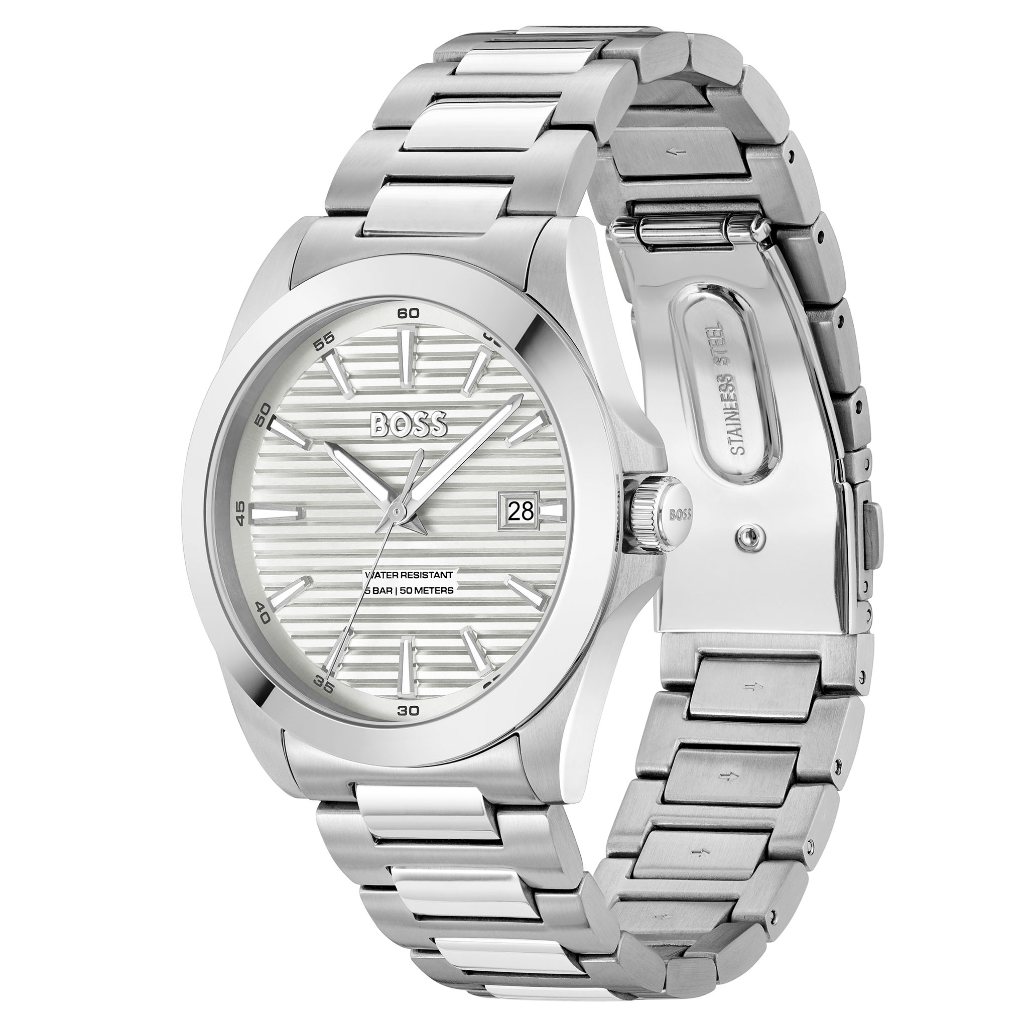 BOSS by Hugo Boss Stainless Steel Silver White Dial Men's Watch - 1514176