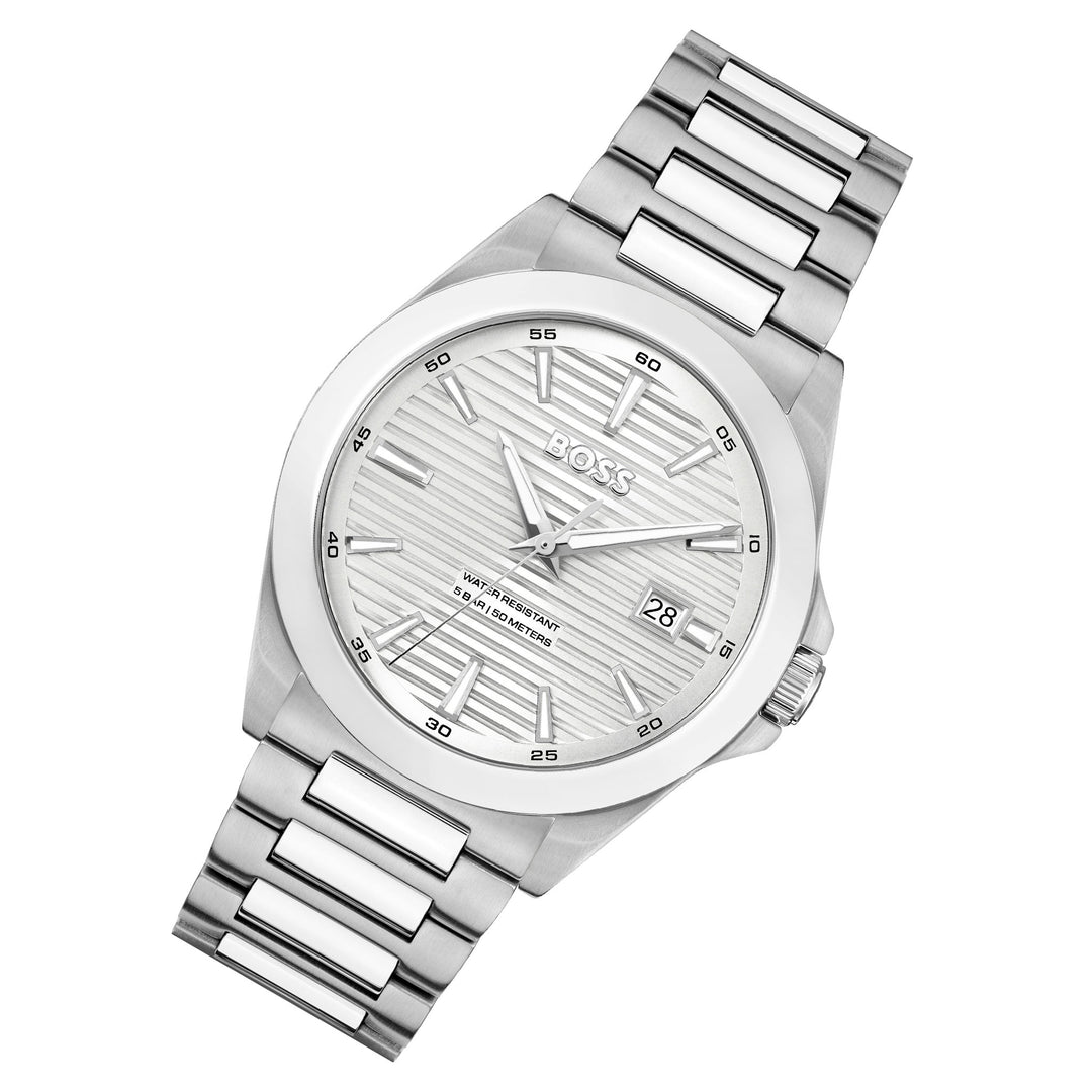 Hugo Boss Stainless Steel Silver White Dial Men's Watch - 1514176