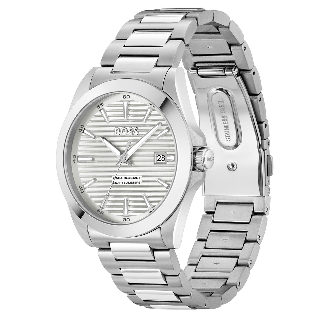 Hugo Boss Stainless Steel Silver White Dial Men's Watch - 1514176