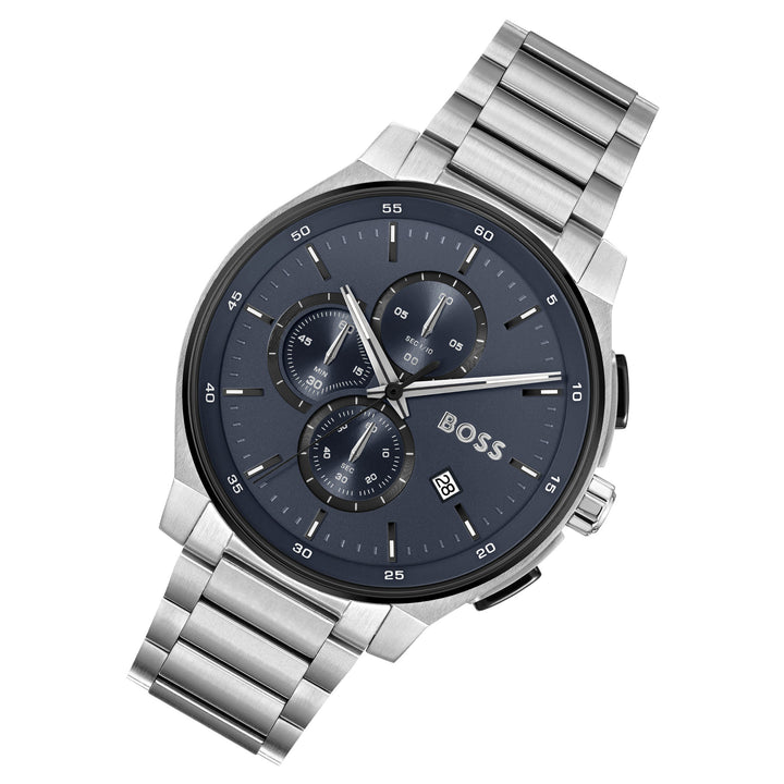 Hugo Boss Stainless Steel Blue Dial Chronograph Men's Watch - 1514189