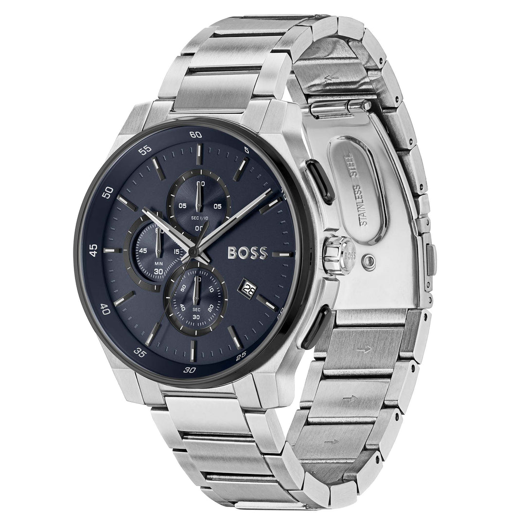 Hugo Boss Stainless Steel Blue Dial Chronograph Men's Watch - 1514189