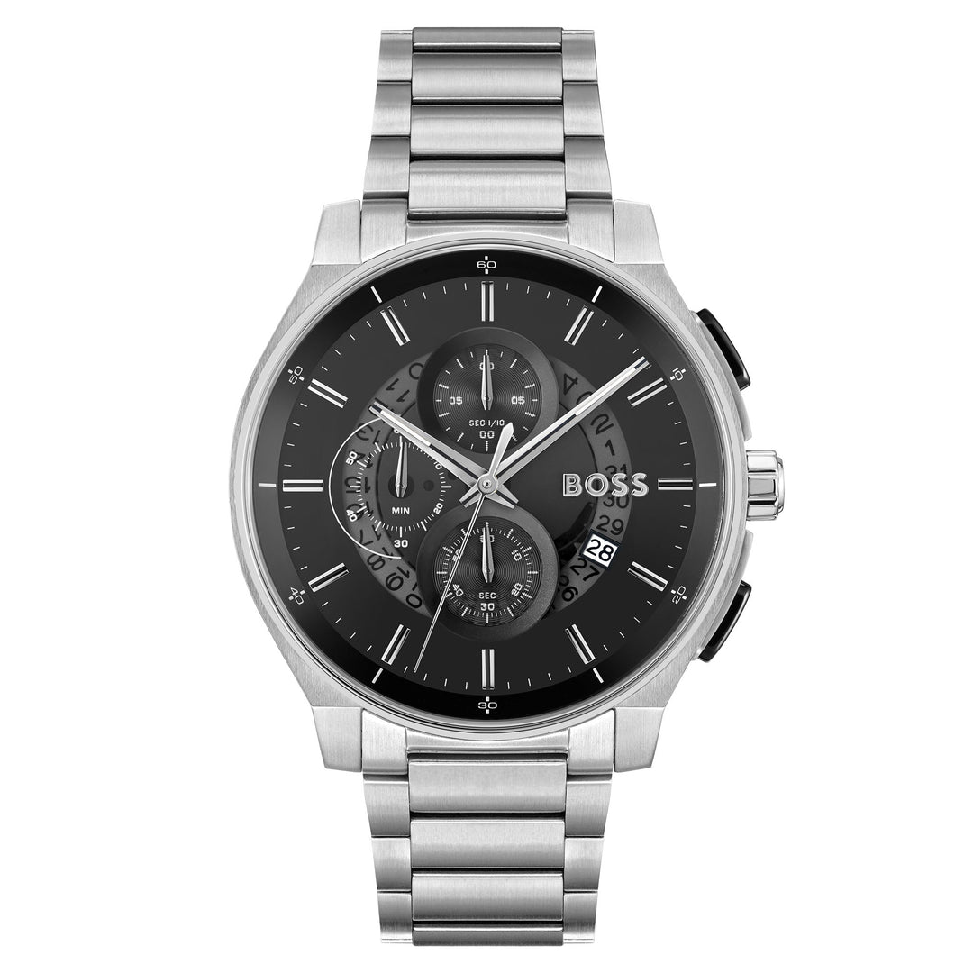 Hugo Boss Stainless Steel Black Dial Chronograph Men's Watch - 1514191