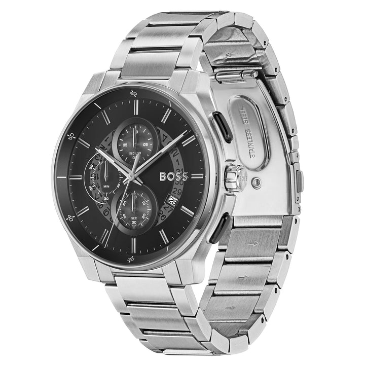 Hugo Boss Stainless Steel Black Dial Chronograph Men's Watch - 1514191