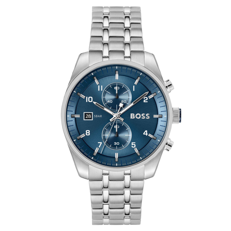 Hugo Boss Stainless Steel Blue Dial Chronograph Men's Watch - 1514216