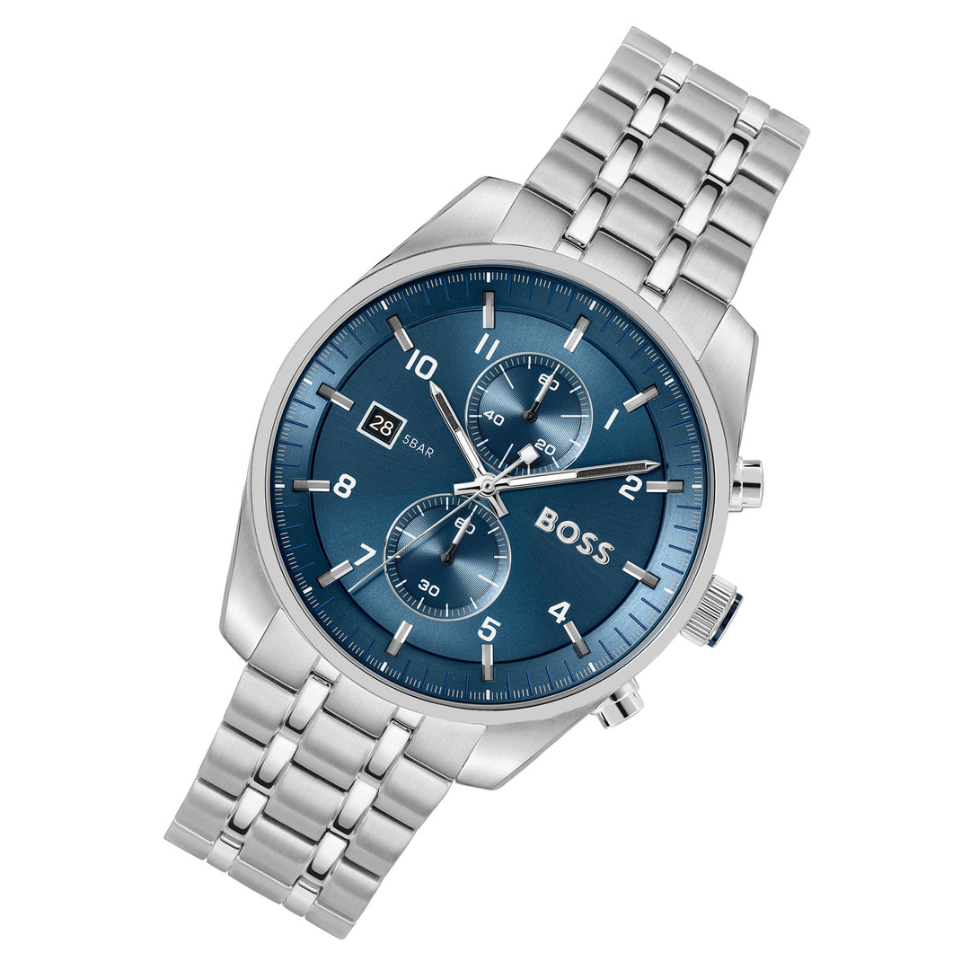 Hugo Boss Stainless Steel Blue Dial Chronograph Men's Watch - 1514216