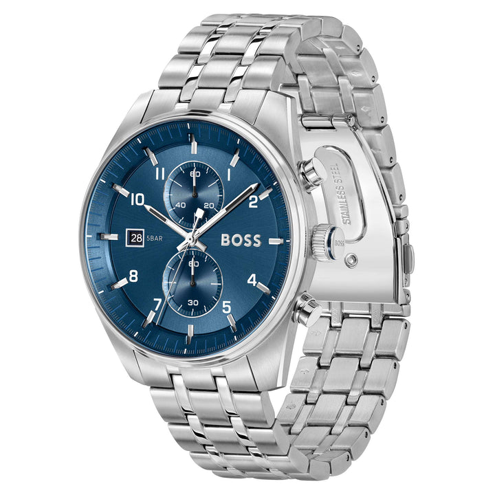 Hugo Boss Stainless Steel Blue Dial Chronograph Men's Watch - 1514216