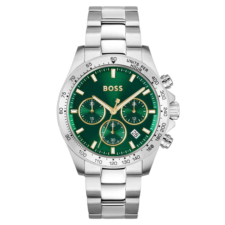 Hugo Boss Steel Green Dial Chronograph Men's Watch - 1514217