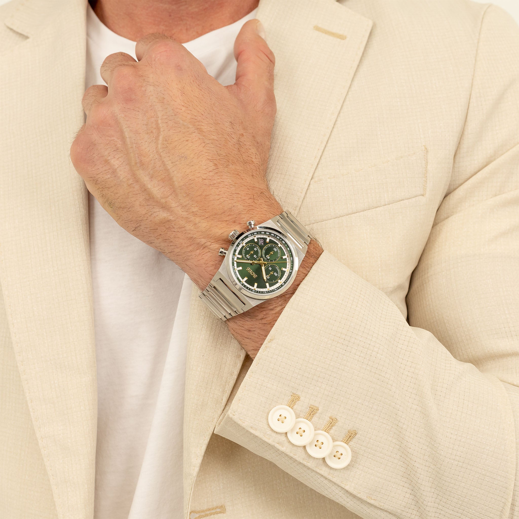 BOSS by Hugo Boss Stainless Steel Dark Green Chronograph Men's Watch - 1514220