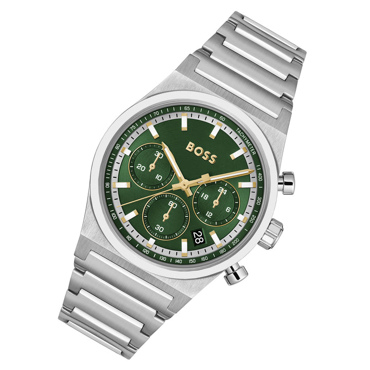 Hugo Boss Stainless Steel Dark Green Chronograph Men's Watch - 1514220