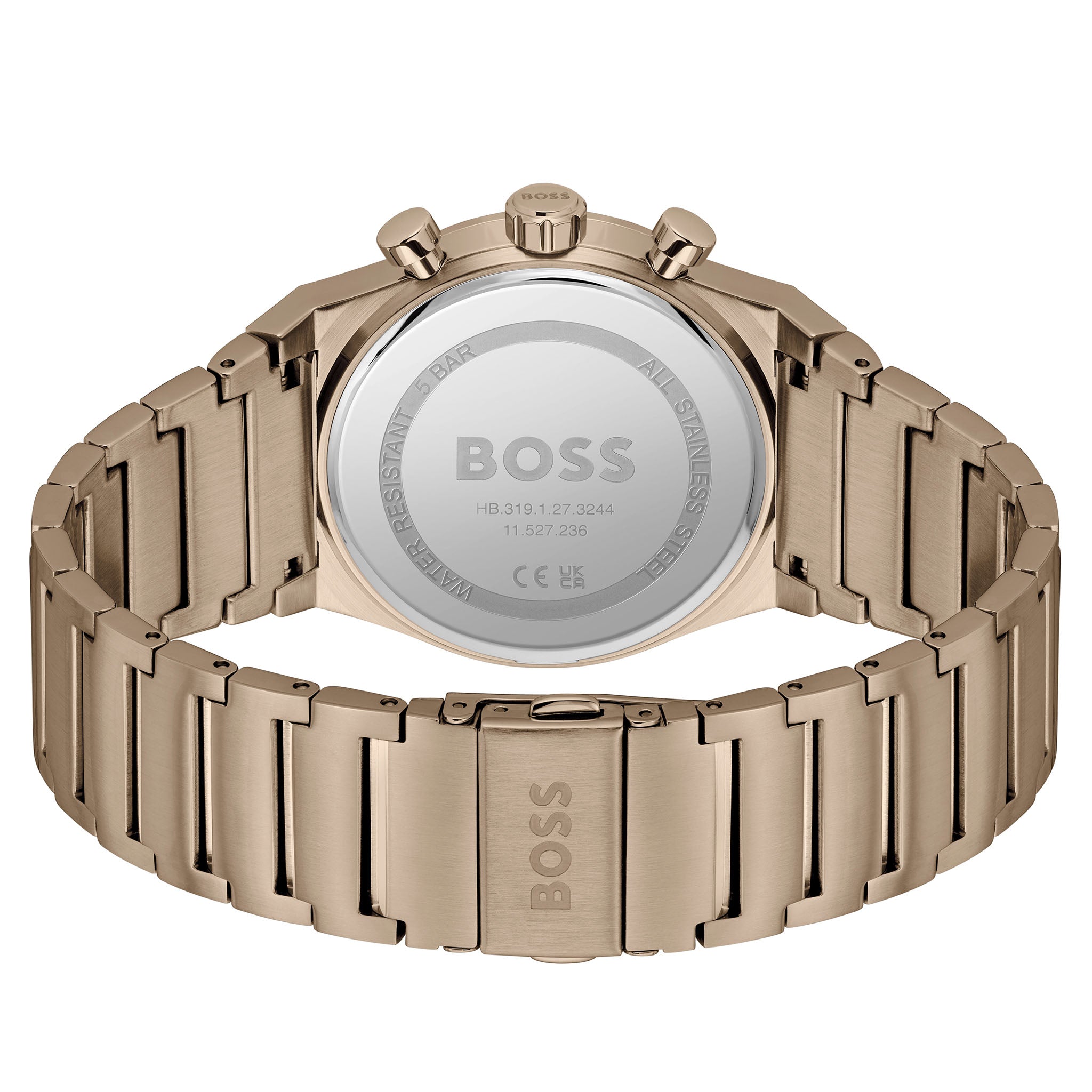 BOSS by Hugo Boss Beige Gold Steel Olive Green Dial Chronograph Men's Watch - 1514222